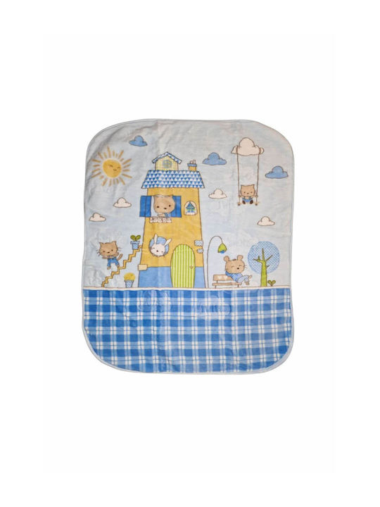 Recos Blanket Cot Velvet Light Blue 105x125cm