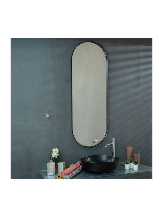 Oval Bathroom Mirror Led Touch made of Metal 45x100cm Orange