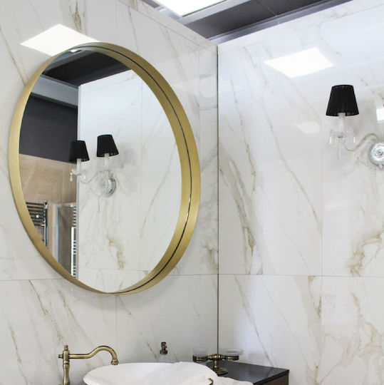 Oglindă de Baie Rotundă din Oțel Inoxidabil 60x60cm Gri