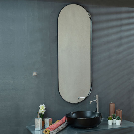 Oval Bathroom Mirror made of Metal 45x125cm Orange