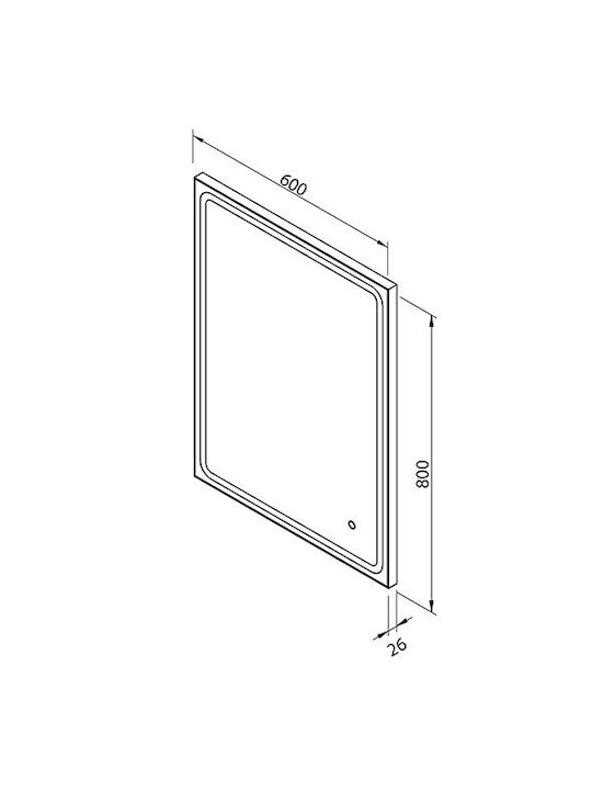 Ebir Iluminacion Ορθογώνιος Καθρέπτης Μπάνιου Led Αφής 80x60cm