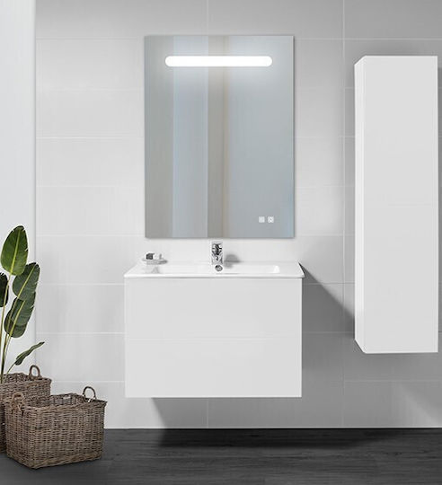 Ebir Iluminacion Ορθογώνιος Καθρέπτης Μπάνιου Led Αφής με Bluetooth με Ράφι 60x80cm