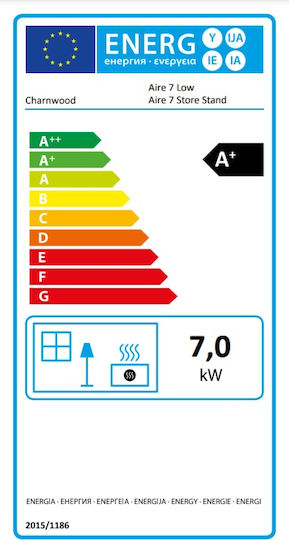 Charnwood Aire 7 Low Stand Gusseisen Holzofen Luftheizung 7kW Blue