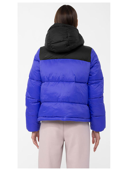 4F Kurz Damen Puffer Jacke für Winter Blau