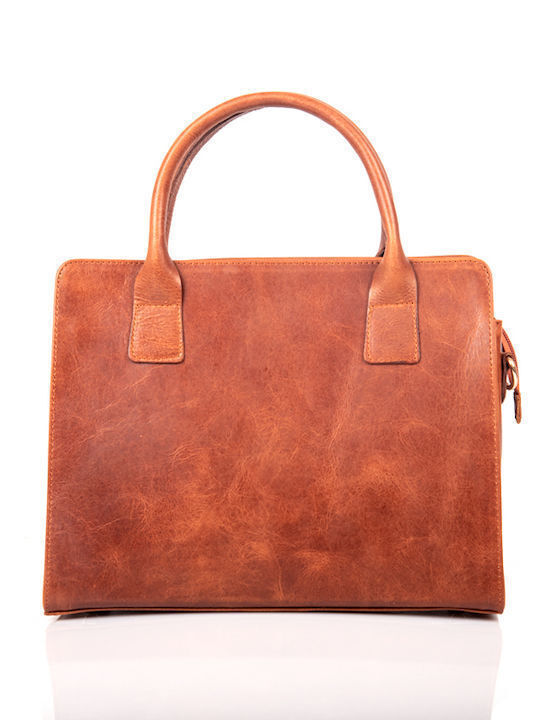 Kouros Kouros-δερμάτινη Leather Women's Bag Tote Hand Tabac Brown