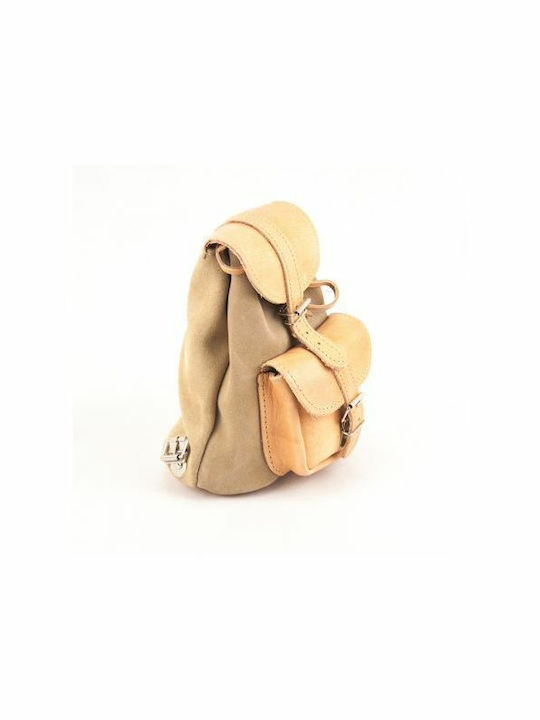 Kouros Kouros-γυναικείο Leather Women's Bag Backpack Beige