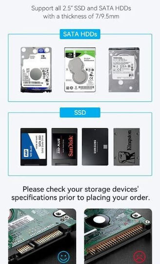 Vention Case for Hard Drive 2.5" SATA III with Connection USB 3.1