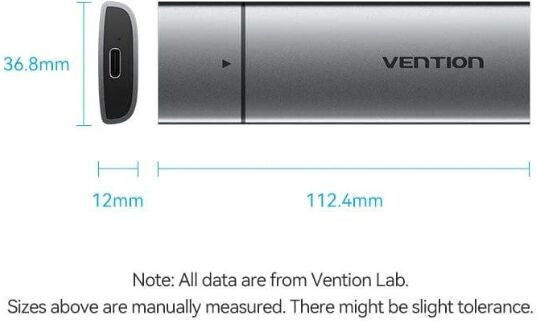 Vention Case for Hard Drive M.2 SATA III with Connection Type-C Gray