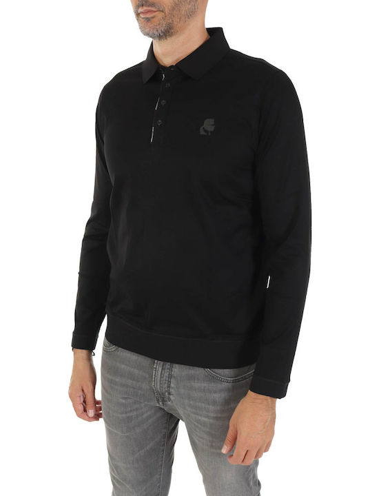 Karl Lagerfeld Men's Long Sleeve Blouse Polo Black