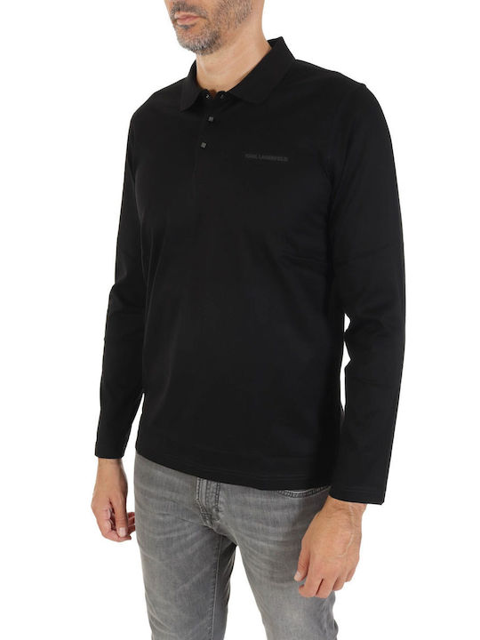 Karl Lagerfeld Men's Long Sleeve Blouse Polo Black