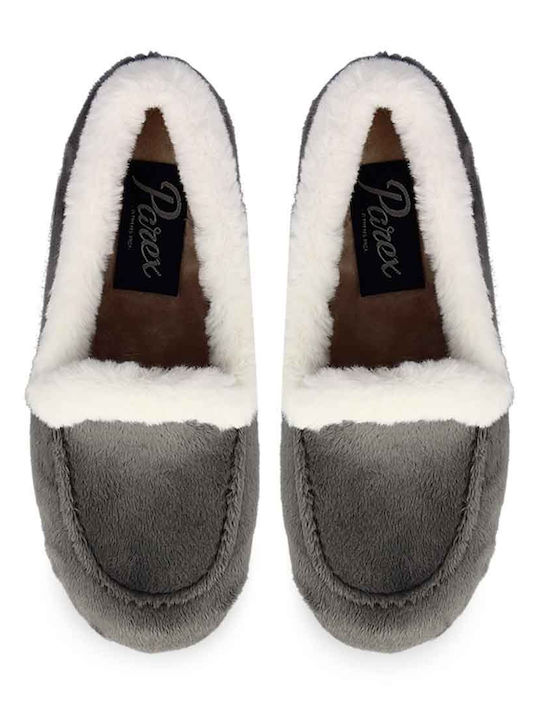 Parex Closed-Toe Women's Slippers with Fur Gray