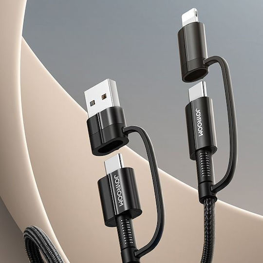 Joyroom S-1230G3 Braided USB to Lightning / Type-C Cable 3A Μαύρο 1.2m