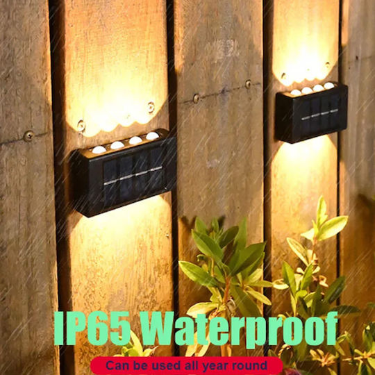 Factory Led Αδιάβροχα Σετ 2 Επιτοίχια Ηλιακά Φωτιστικά με Θερμό Λευκό Φως 15.5x5εκ.