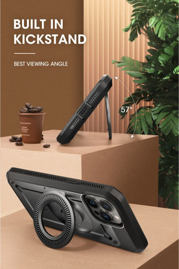 Supcase Unicorn Beetle Pro Mag Back Cover Plastic / Silicone / Tempered Glass 2mm Magnetic Black (iPhone 15 Pro)