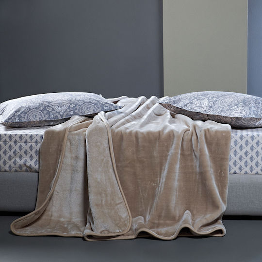 Kentia Notte Velvet Single Blanket 160x220cm Beige