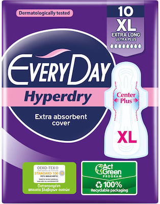 Every Day Hyperdry Extra Long Hygienepads mit Flügeln für Starke Strömung 8 Tropfen 10Stück Ultra Plus