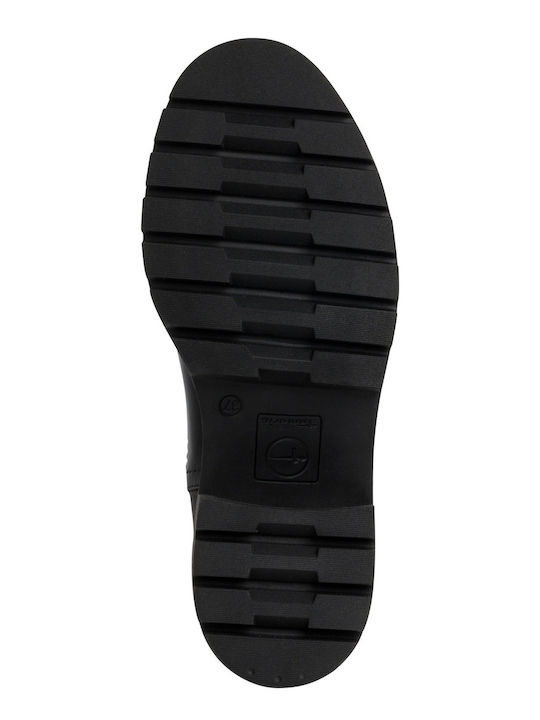 Leder Damen Chelsea Stiefeletten mit mittlerem Absatz Schwarz