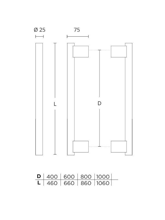 Convex Handle Front Door 1167 1167Z-1000M02M02 Pair 1000mm Silver