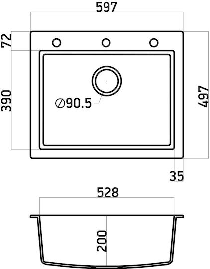 Sanitec Ultra Granite Drop-In Sink Synthetic Granite W60xD50cm Bianco