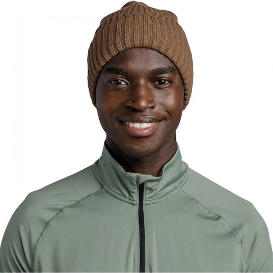 Beanie Unisex Fleece Σκούφος Πλεκτός σε Καφέ χρώμα