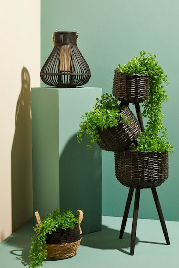 Bizzotto Coș decorativ Din paie cu mânere Black