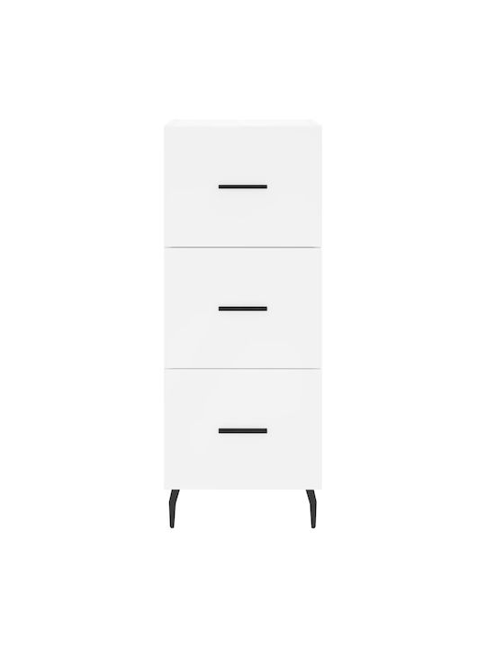 Floor-standing Living Room Display Cabinet made of Particleboard White 34.5x34x180cm