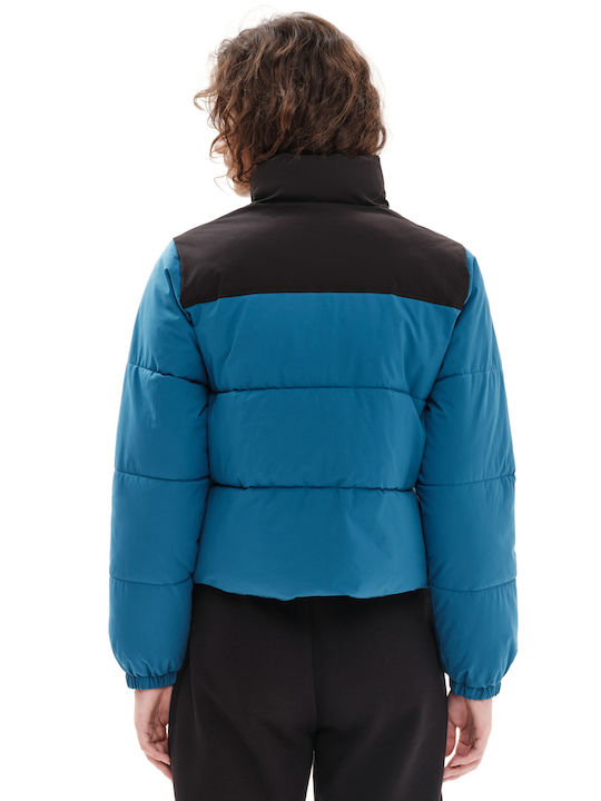Jachetă Dama Puffer Scurtă Pentru Iarnă Albastră