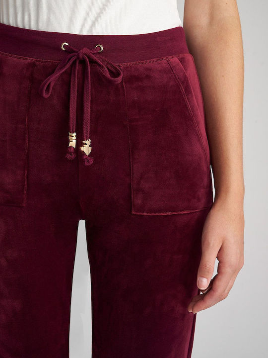 Sweatpants Flared Velvet Red