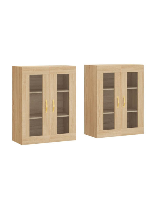 Wand Wohnzimmer Vitrine aus Spanplatte mit Glas Coffee 69.5x34x90cm