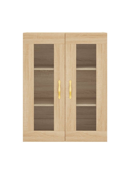 Wand Wohnzimmer Vitrine aus Spanplatte mit Glas Coffee 69.5x34x90cm