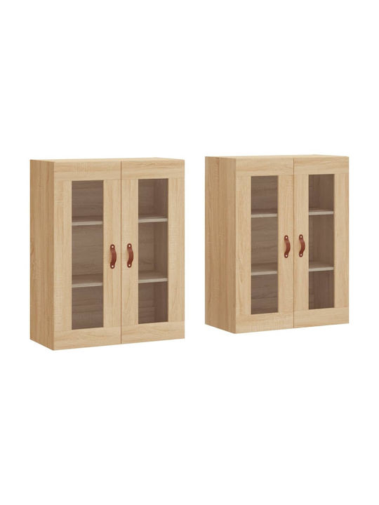Wall Living Room Display Cabinet made of Particleboard with Glass Coffee 69.5x34x90cm