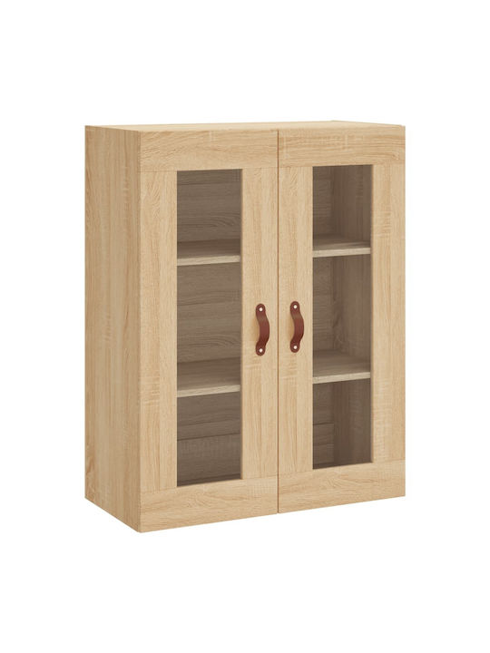 Wall Living Room Display Cabinet made of Particleboard with Glass Coffee 69.5x34x90cm