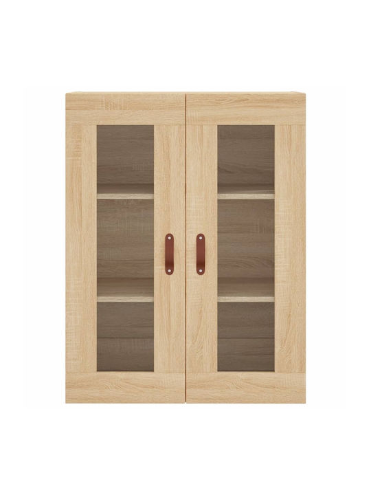 Wall Living Room Display Cabinet made of Particleboard with Glass Coffee 69.5x34x90cm
