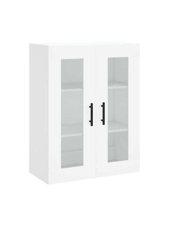 Living Room Display Cabinet from Particle Board with Windowed White 69.5x34x180cm