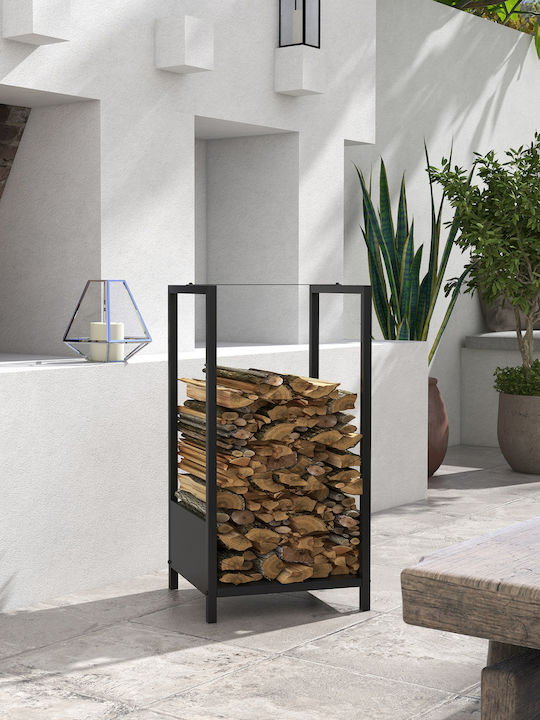 Outsunny Wooden Shelf Wood Storage 39x35x76cm Black