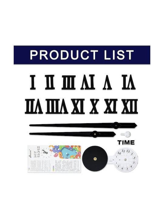 3D Wall Clock Sticker Plastic Gold Ø120cm
