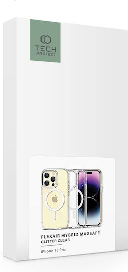 Tech-Protect Flexair Hybrid Glitter Back Cover Plastic Transparent (iPhone 15 Pro)