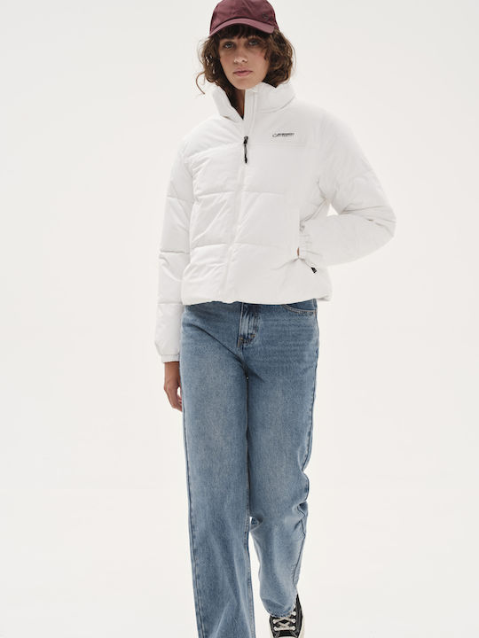 Women's Short Puffer Jacket for Spring or Autumn White