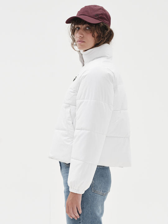 Women's Short Puffer Jacket for Spring or Autumn White