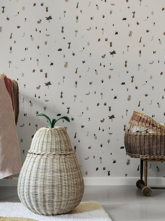 Ferm Living Καλάθι Αποθήκευσης Rattan με Καπάκι Μπεζ 19x19x30cm