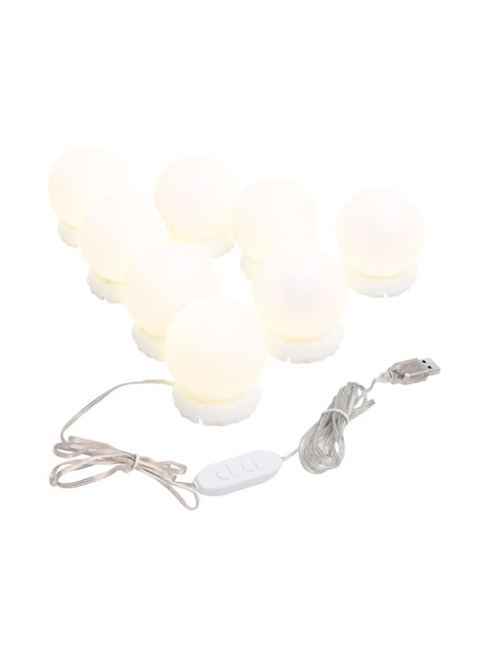 vidaXL Oglindă de Perete Ovală cu Argintiu Ramă din Plastic & Iluminare LED 40x15cm 1buc