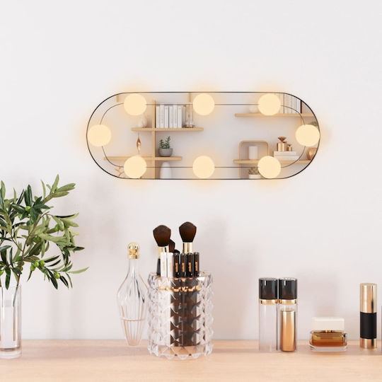 vidaXL Wandspiegel Oval mit Silber Kunststoff Rahmen & LED Beleuchtung 40x15cm 1Stück
