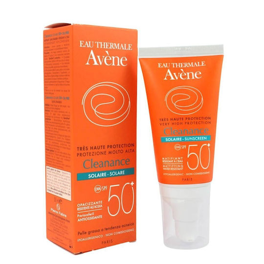 Eau Thermale Avène Cleanance Solaire Αδιάβροχη Αντηλιακή Κρέμα Προσώπου SPF50 50ml