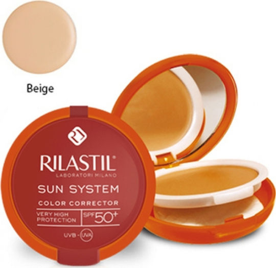 Rilastil Sun System Color Corrector Слънцезащитна Пудра За Лице SPF50 Оцветен 01 Бежово 10гр