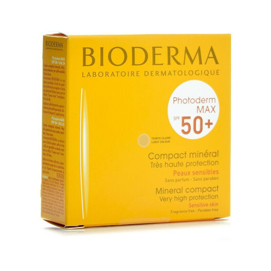 Bioderma Photoderm Max Compact Mineral Pudră Antisolară Waterproof Pentru Față SPF50 Cu Pigment Claire 10gr