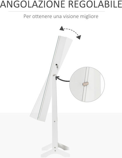 HomCom Boden- oder Standspiegel mit Weißem Holzrahmen & LED Beleuchtung 151,5x46cm