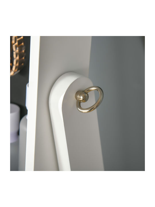 HomCom Boden- oder Standspiegel mit Weißem Holzrahmen & LED Beleuchtung 151,5x46cm