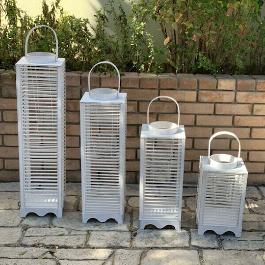 Palma Emporio Φαναράκι Ξύλινο Επιτραπέζιο Λευκό 32εκ.
