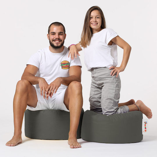 Bean Bag Chair Stool Waterproof Round Grey 55x55x30cm