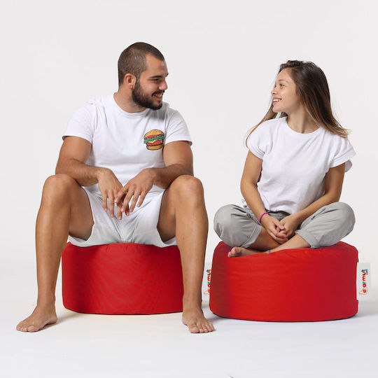 Waterproof Bean Bag Stool Poof Round Red 55x55x30cm